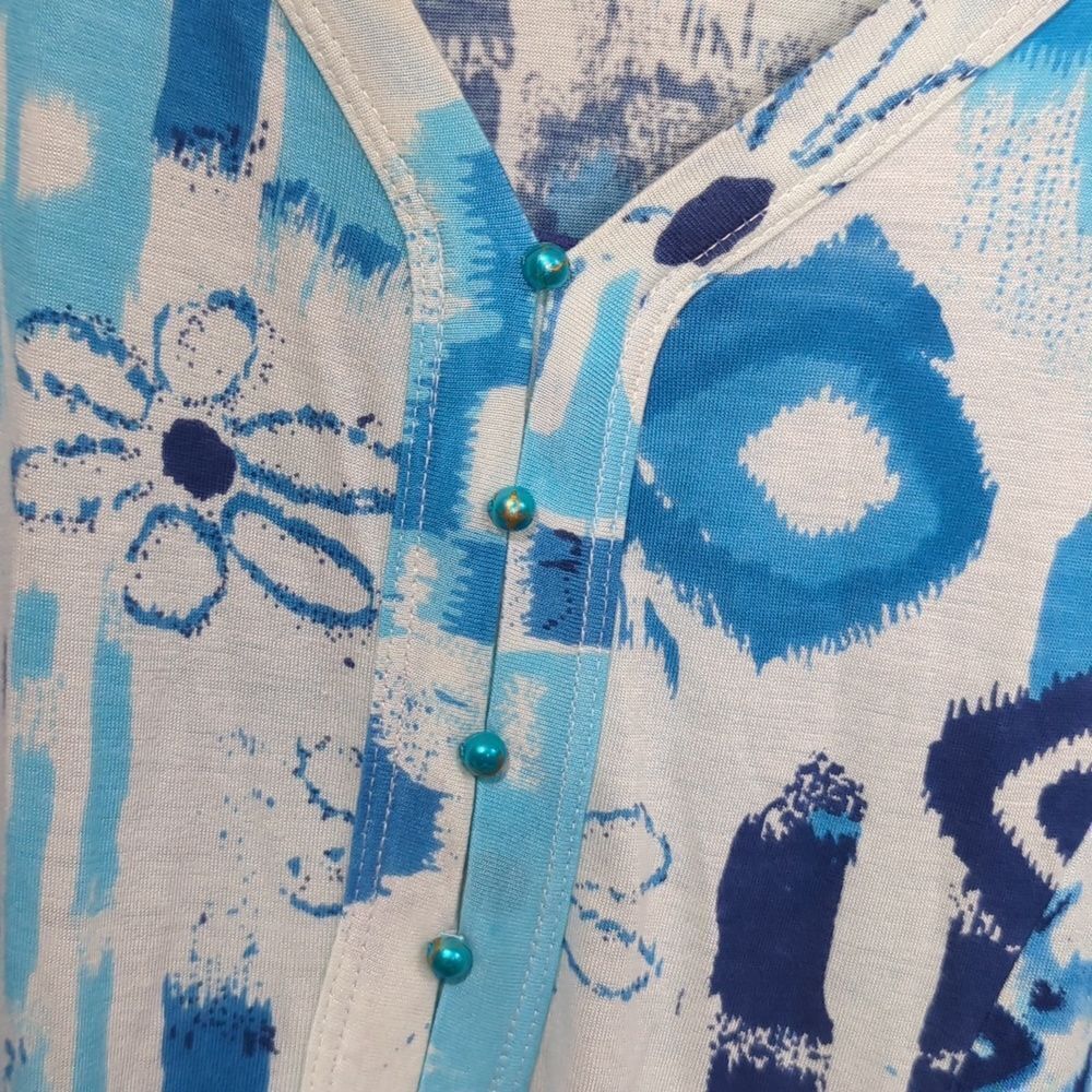 Parsley & Sage Top Womens Large Blue White Art Tunic - Picture 3 of 9